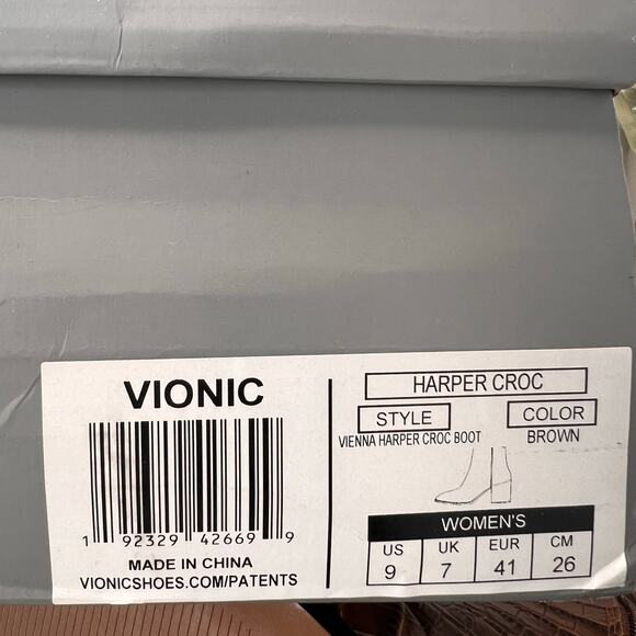 Vionic Harper Croc Leather Boot Arch Support Brown Women’s 9 NWB Comfort Shoe - Picture 10 of 10